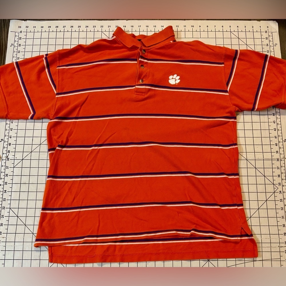 College Classics Men’s Size XL Orange/Purple Clemson Tigers‎ Polo Shirt